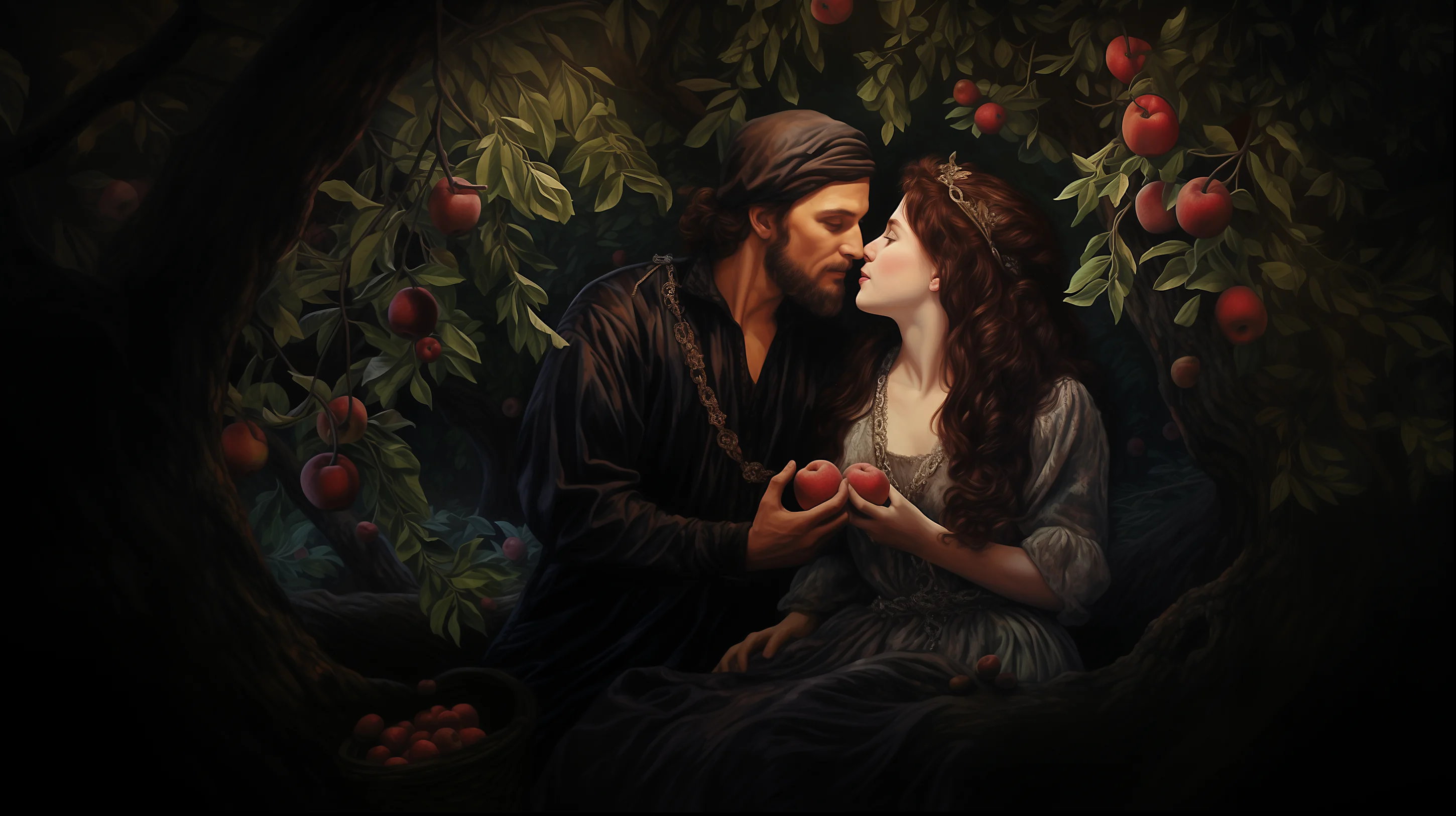 adam and eve in garden eden – oil on pixels, marc ritter, 2024
