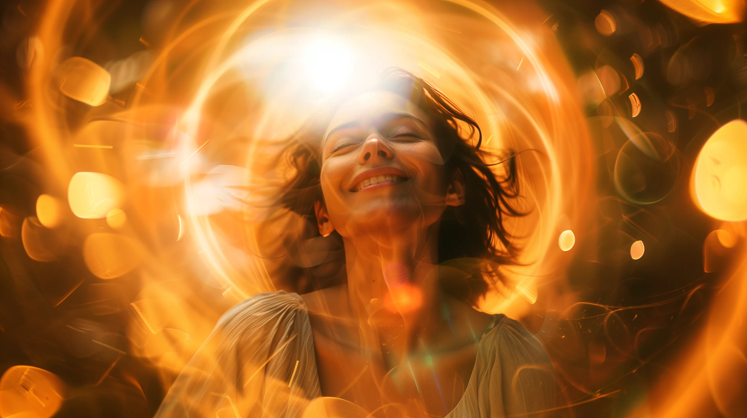 woman allowing and wallowing in warm golden light