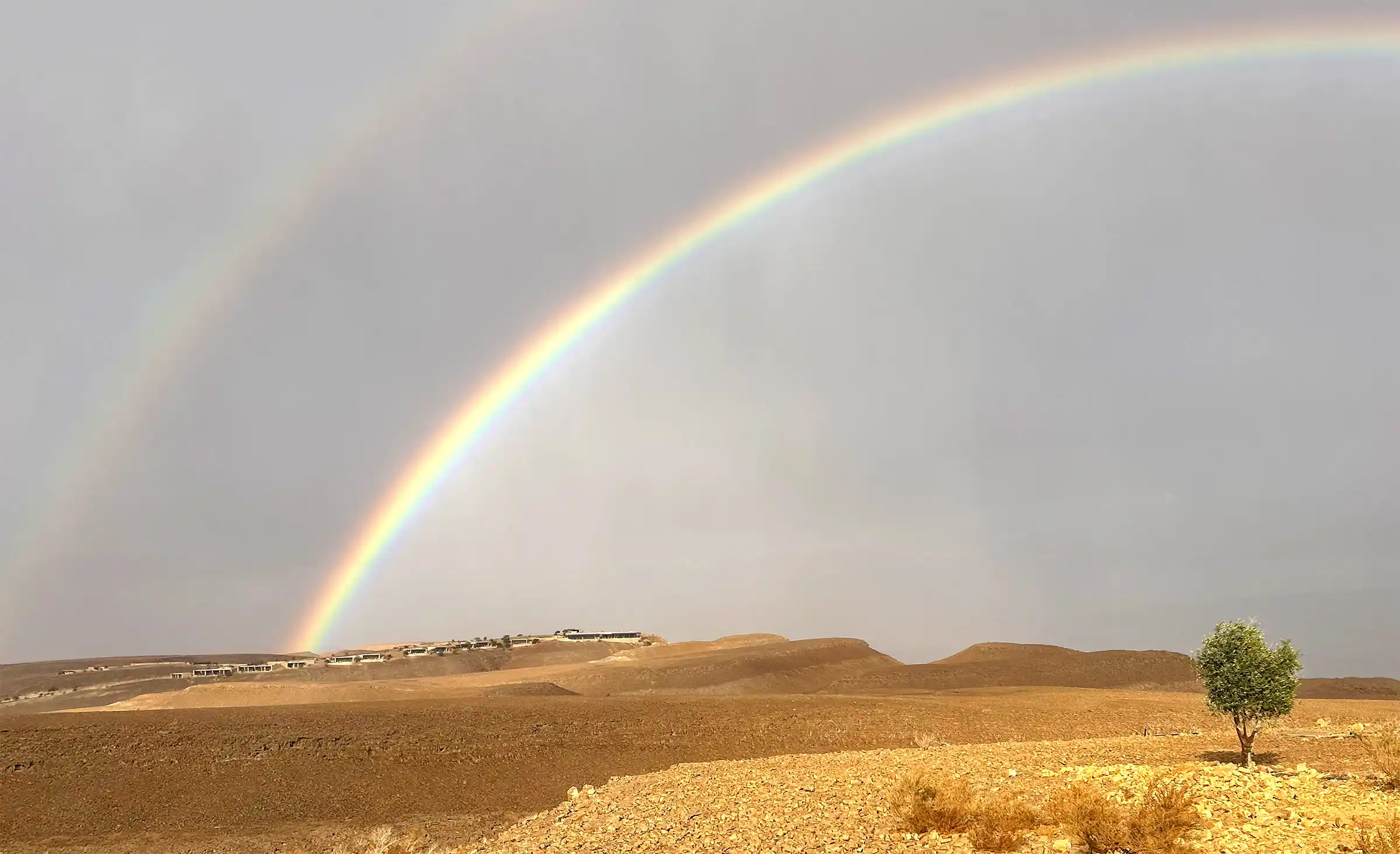 double rainbow in the israeli desert